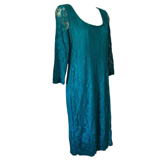 Bailey Blue Teal Stretch Lace Dress Juniors Size XL Bodycon Lined - Picture 2 of 10
